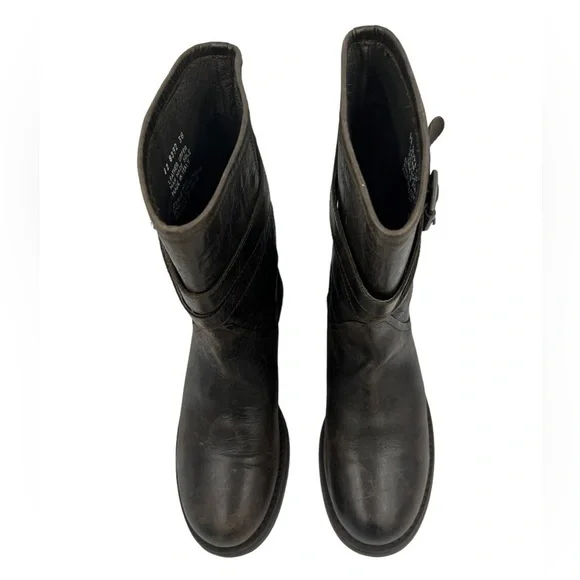 BOEMOS Leather Studded Moto Biker Boot Brown 7.5 - Picture 6 of 13